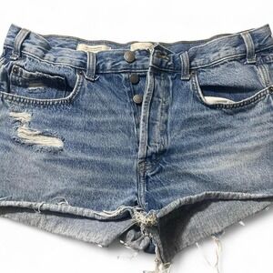 Universal Thread Denim Distressed High Rise Mini Shorts Womens Size 14